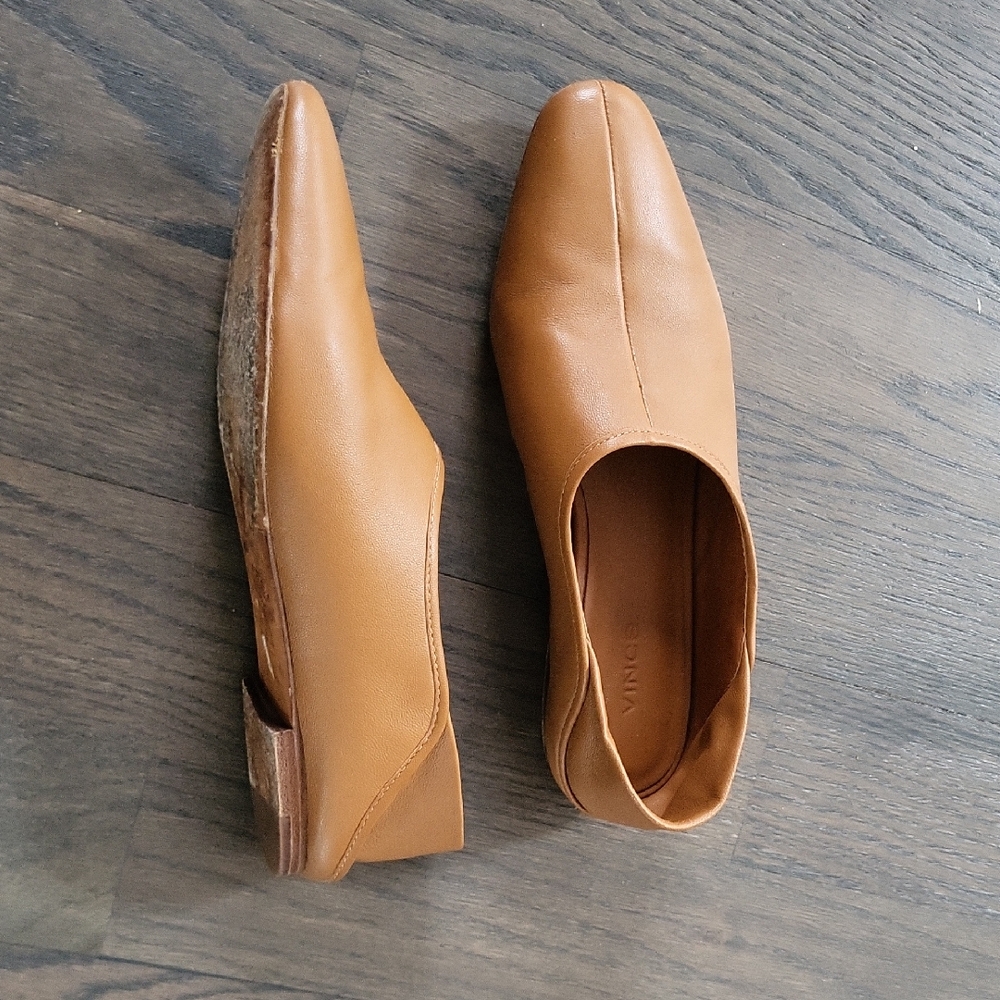 Vince Cognac Leather Slip-On Loafers